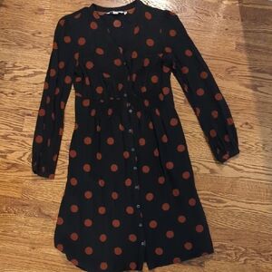 Boden Blue and Brown Polka Dot Top